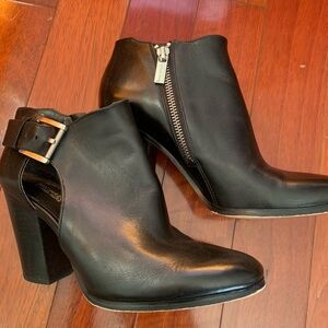 Michael Kors Black Ankle Boots with Zipper and Buckle